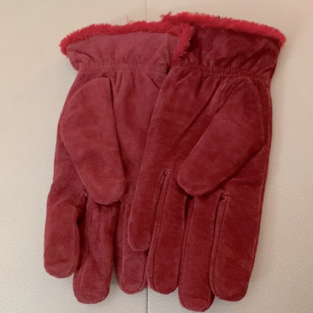Insulated Suede Gloves New Cherry Red Winter Outerwear